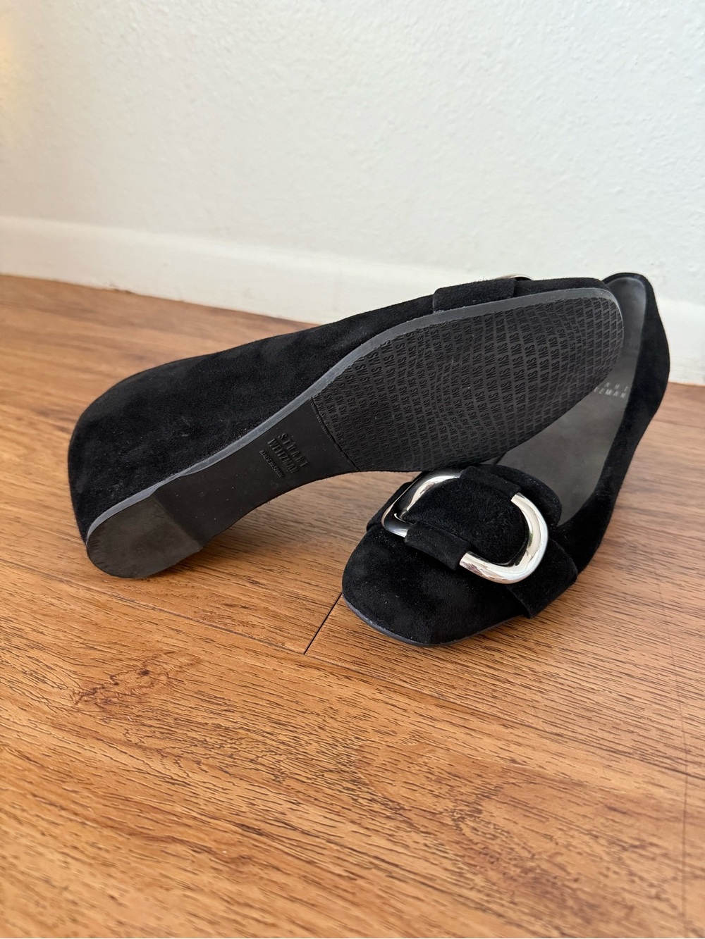Stuart Weitzman Black Suede Wedge Pumps Size 7.5M - Picture 6 of 8